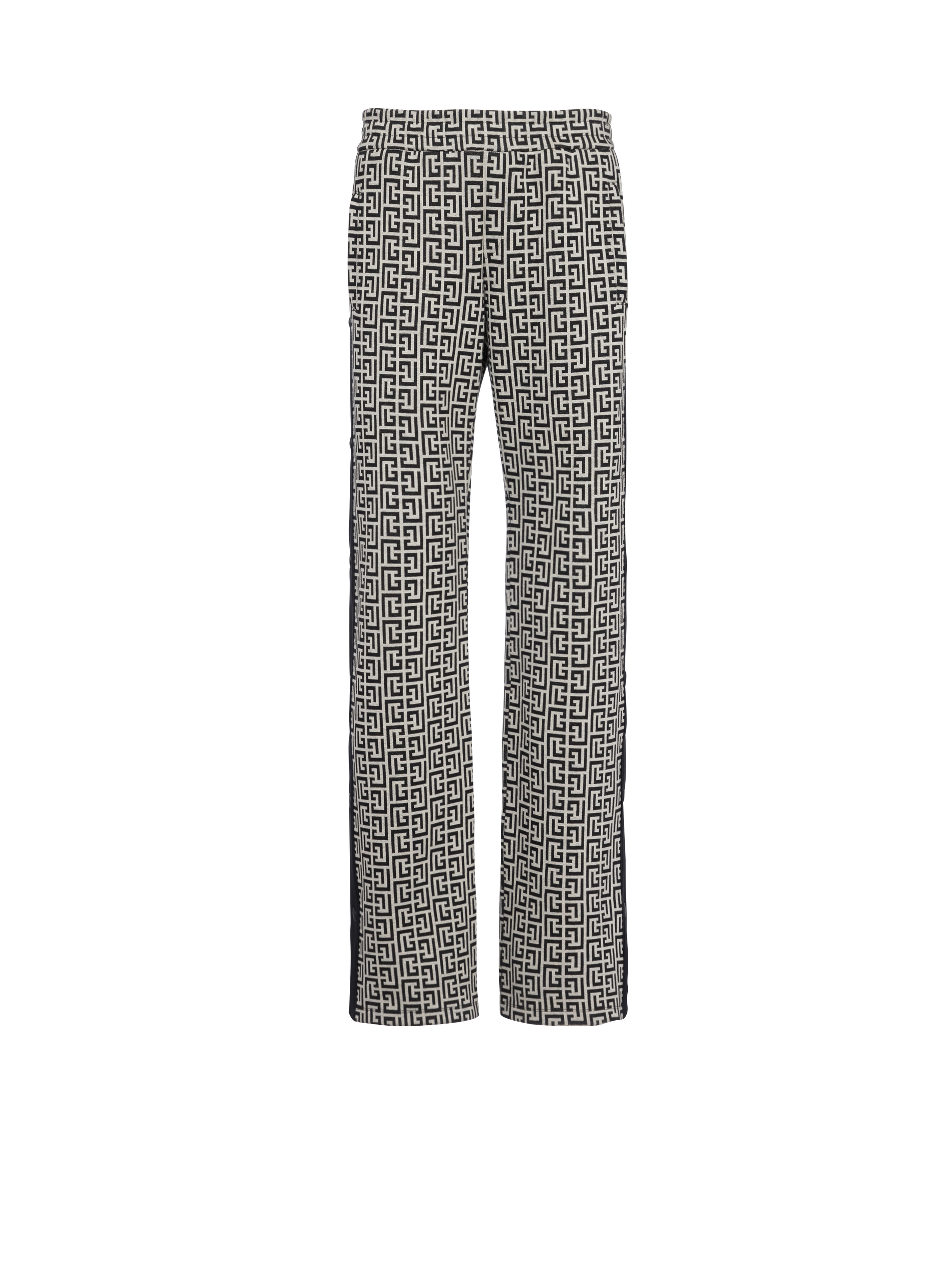 Pantalones de pijama de pernera ancha con monograma de Balmain y botones automáticos, negro