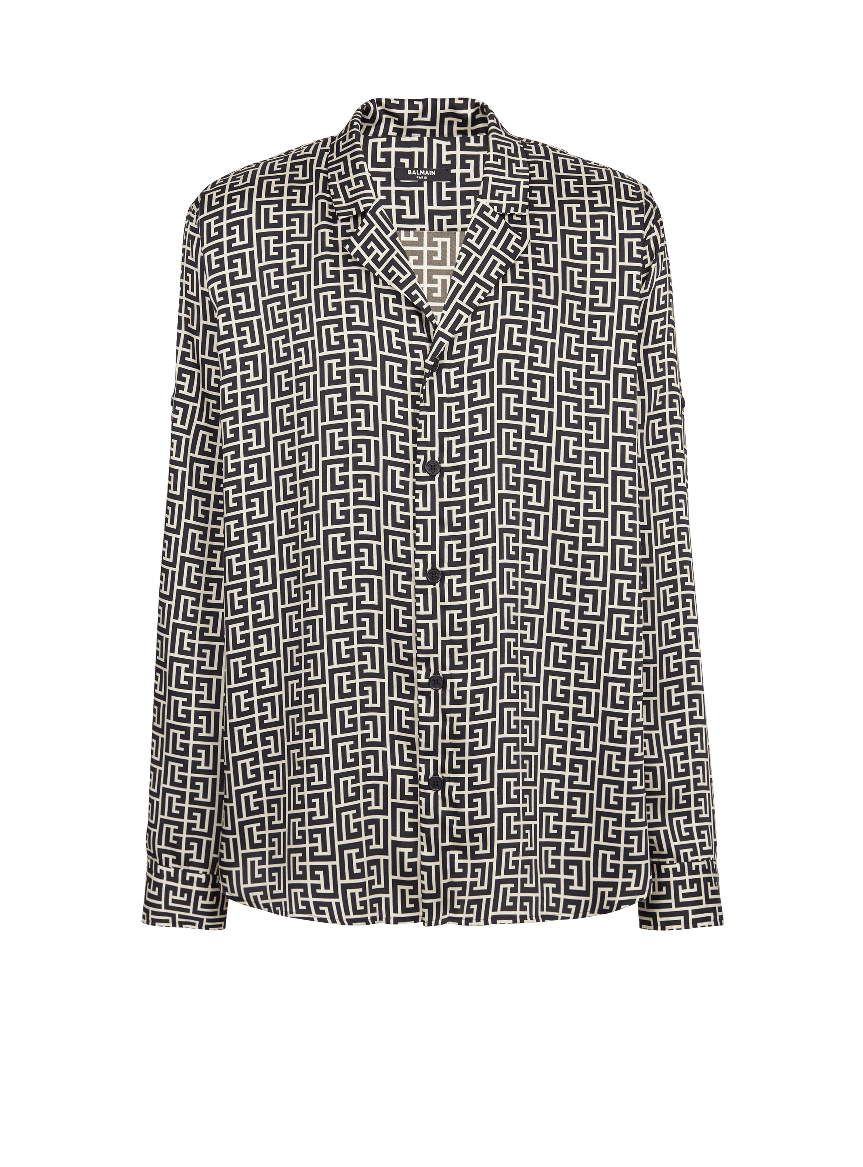 Camisa de pijama con estampado del monograma de Balmain, negro