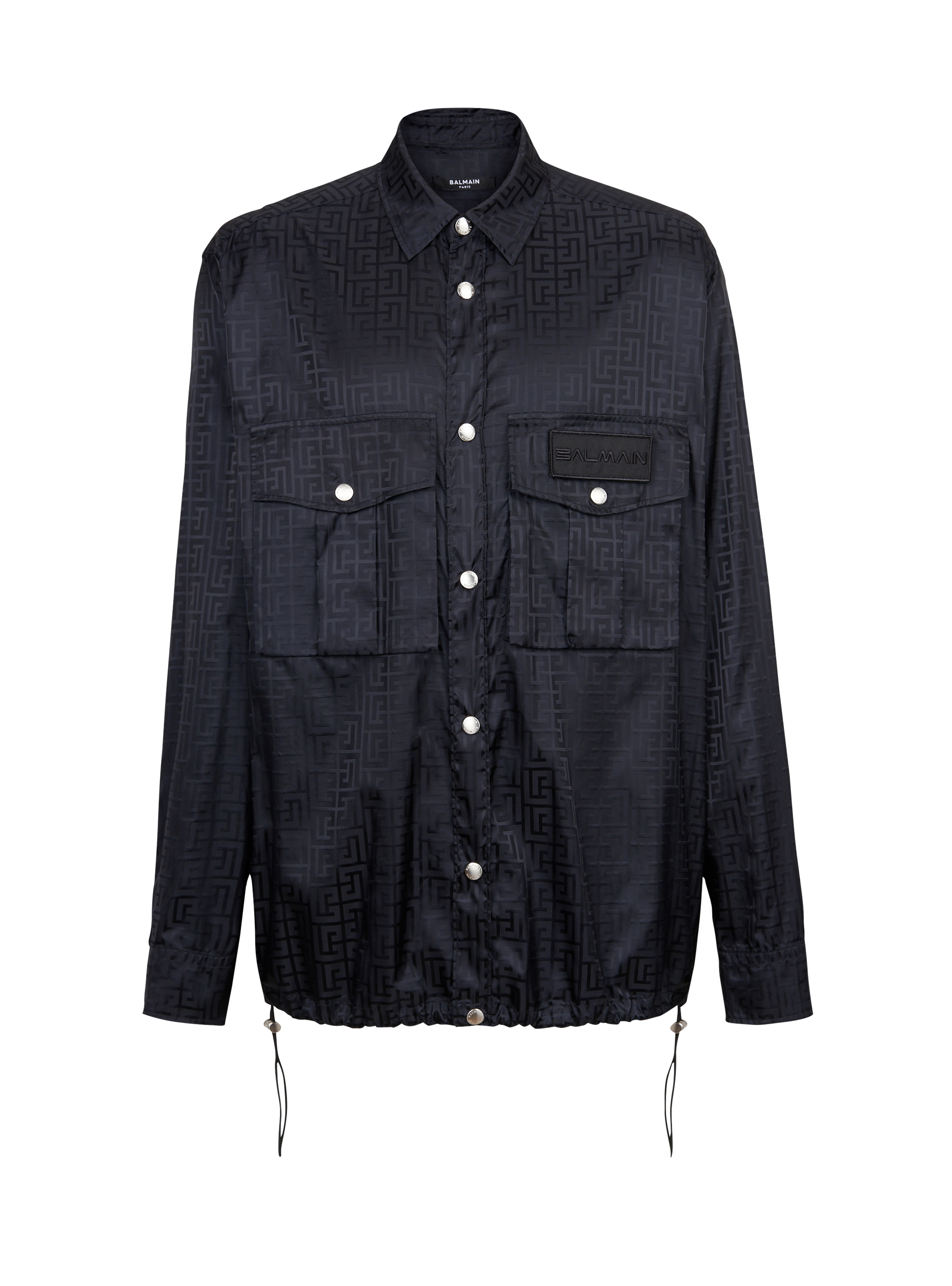 Camisa de nailon con monograma de Balmain, negro
