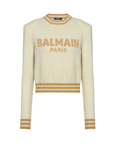 Jersey corto de lana con logotipo de Balmain