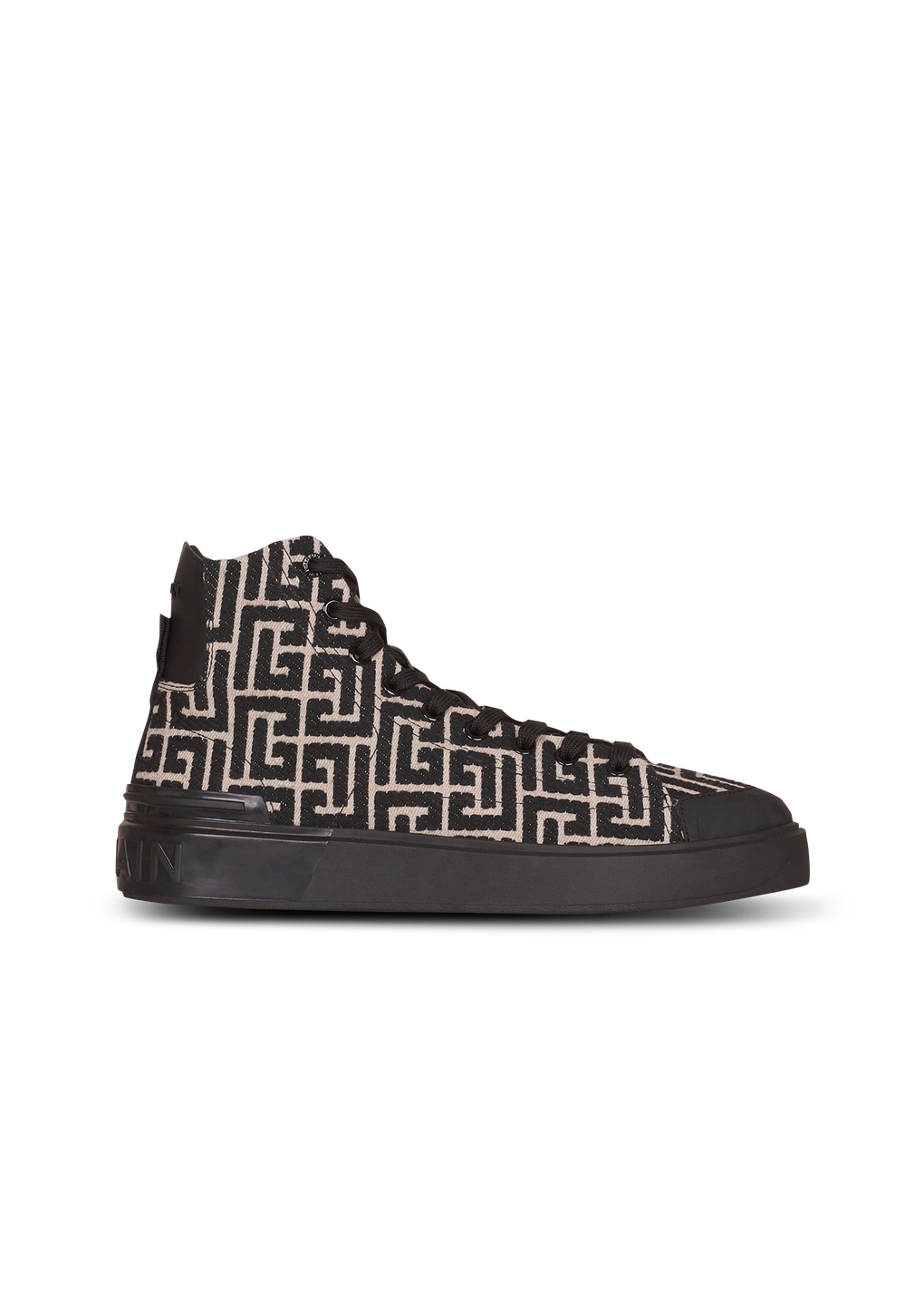 Zapatillas altas B-Court en jacquard con monograma, negro, hi-res