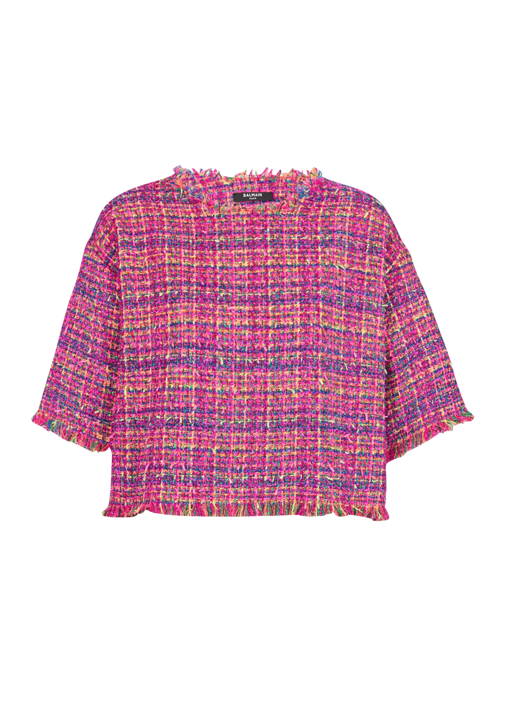 Cropped tweed T-shirt, pink, hi-res