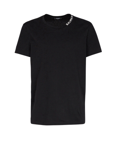 Camiseta de algodón con logotipo de Balmain estampado en el cuello