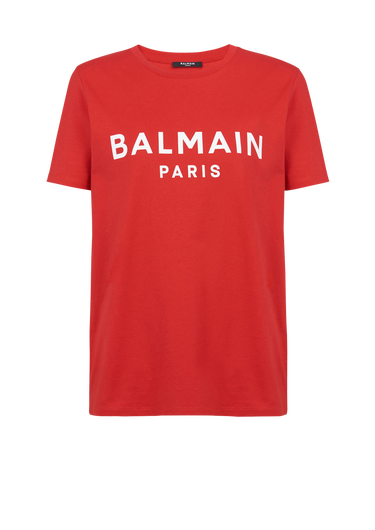 Camiseta de algodón de diseño ecológico con logotipo de Balmain estampado