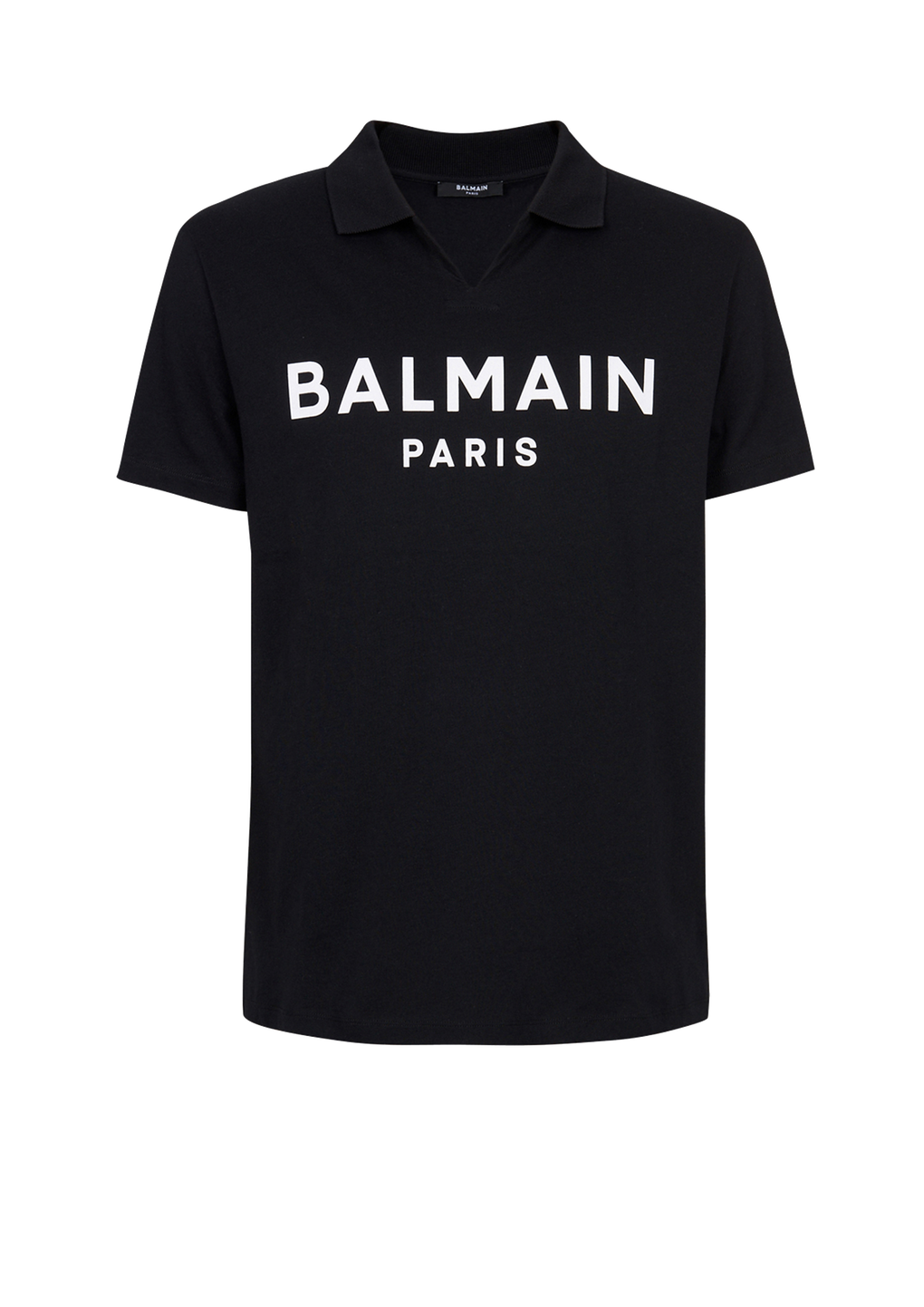 Polo de algodón con logotipo de Balmain estampado en negro, negro, hi-res