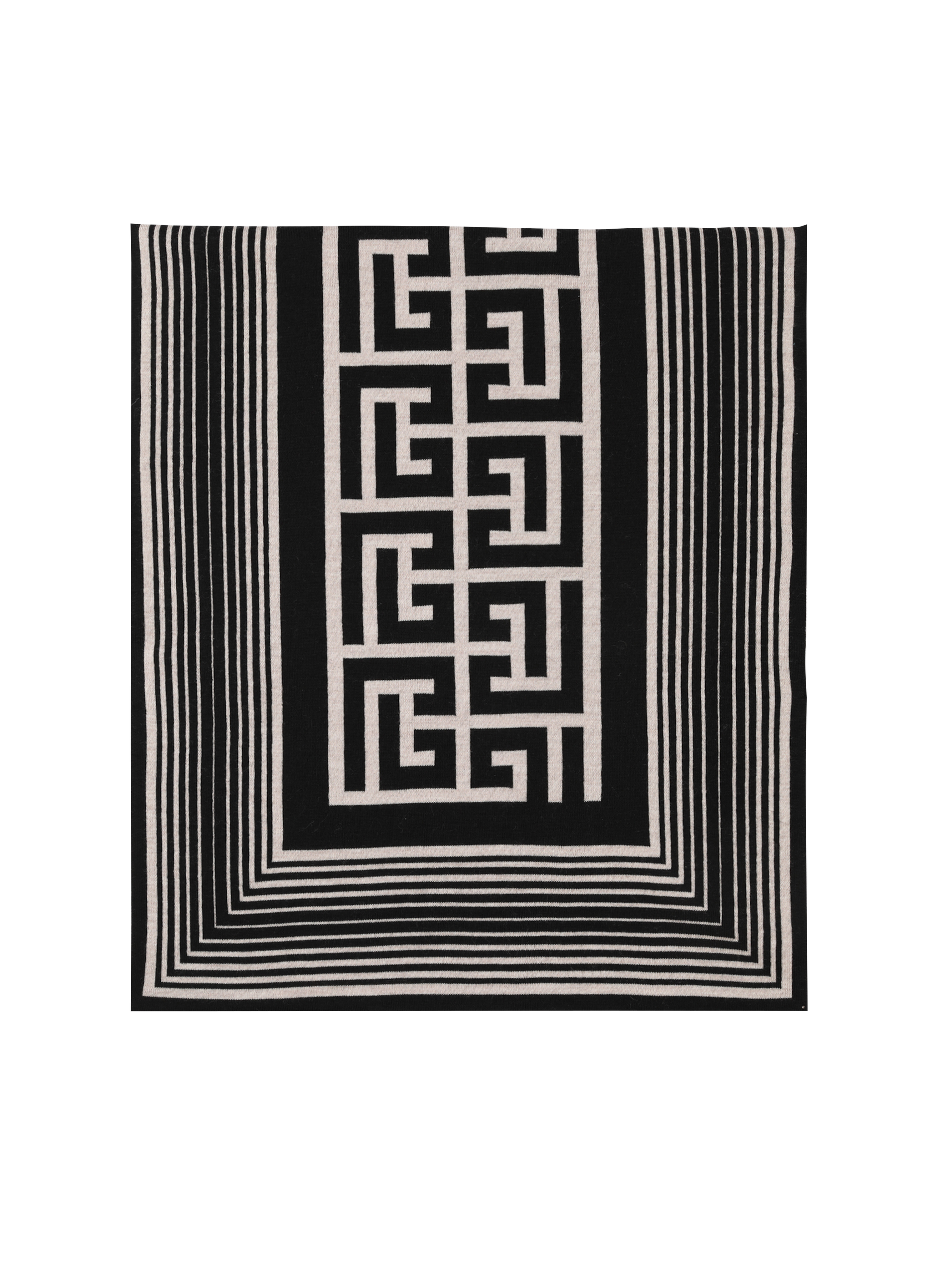 Bufanda de lana con diseño con el monograma de Balmain, negro