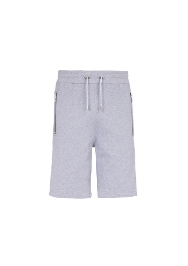 Pantalones cortos de algodón con logotipo de Balmain Paris negro en relieve