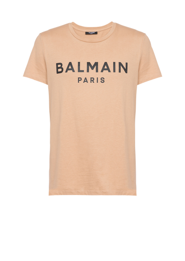 Camiseta de algodón de diseño ecológico con logotipo de Balmain Paris estampado