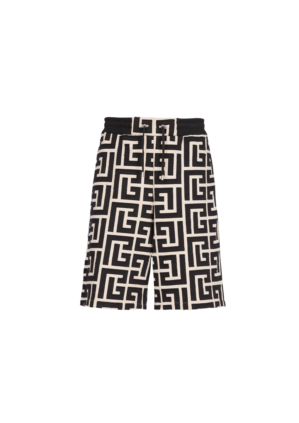 Pantalones cortos de algodón con monograma maxi de Balmain, negro, hi-res