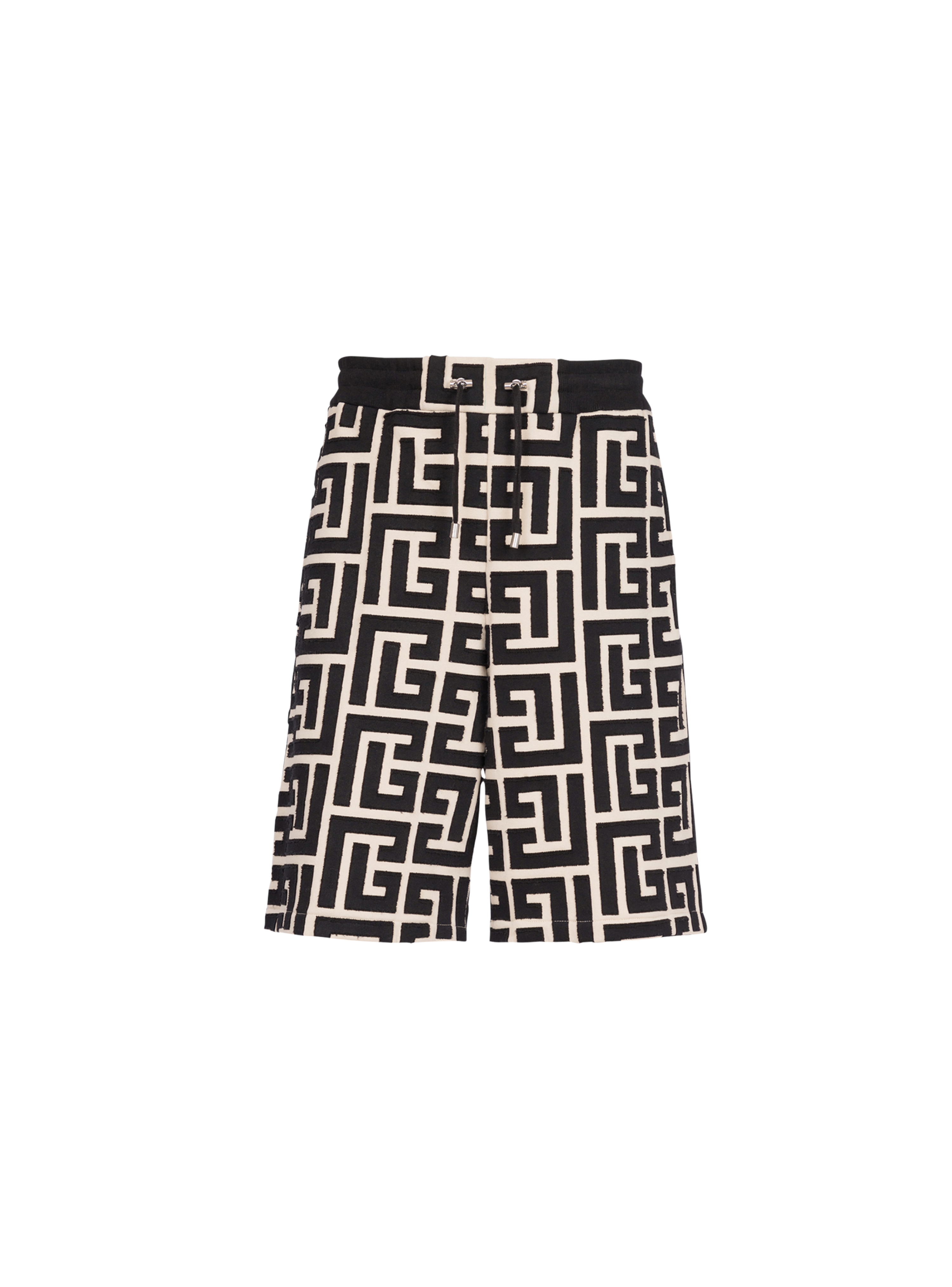 Pantalones cortos de algodón con monograma maxi de Balmain, negro
