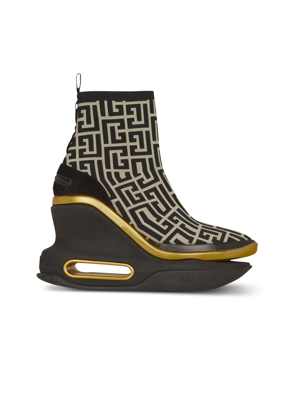 Zapatillas con plataforma B-Bold de punto con monograma de Balmain , negro, hi-res
