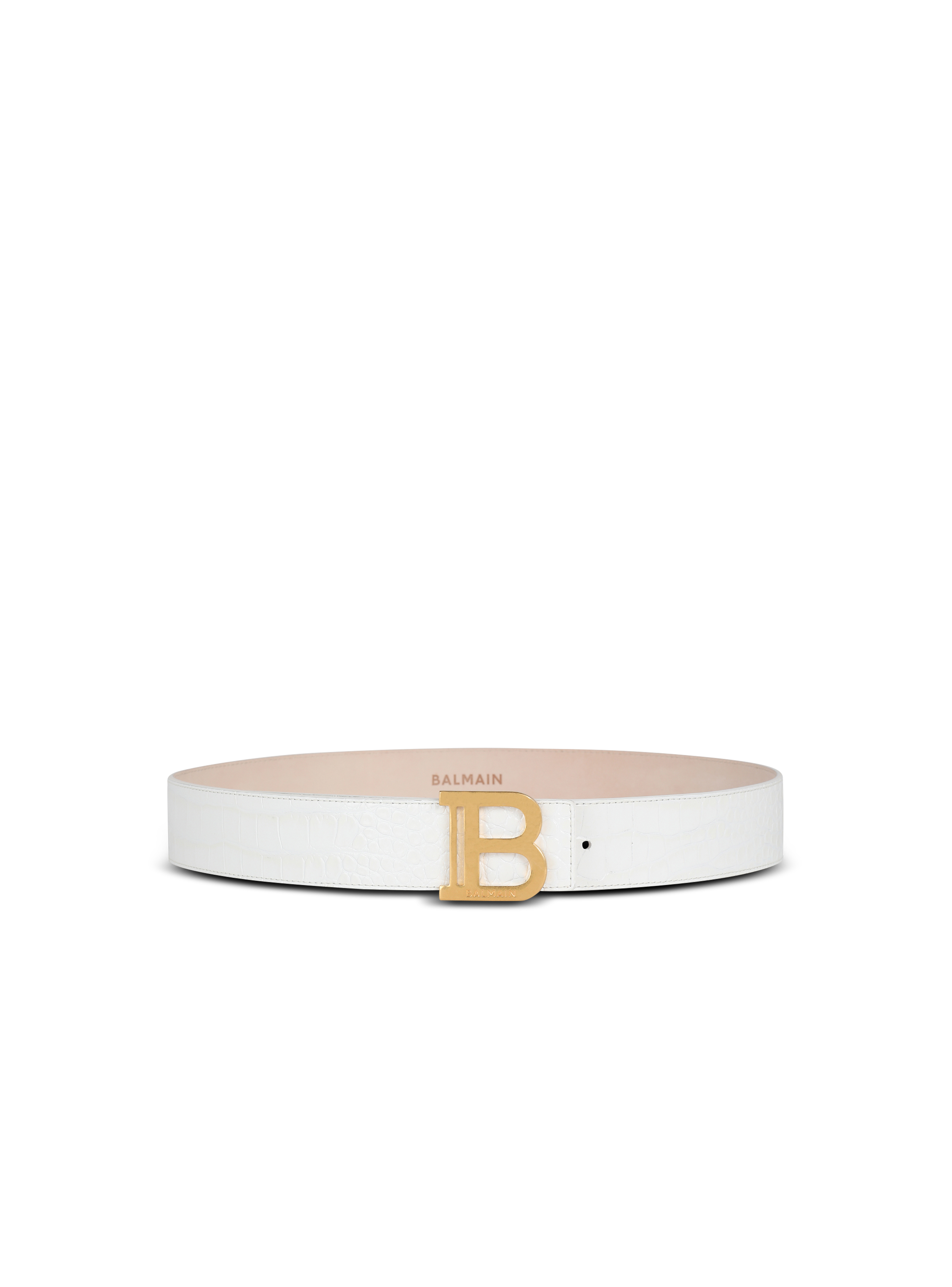 Cinturón B-Belt con grabado de cocodrilo, blanco