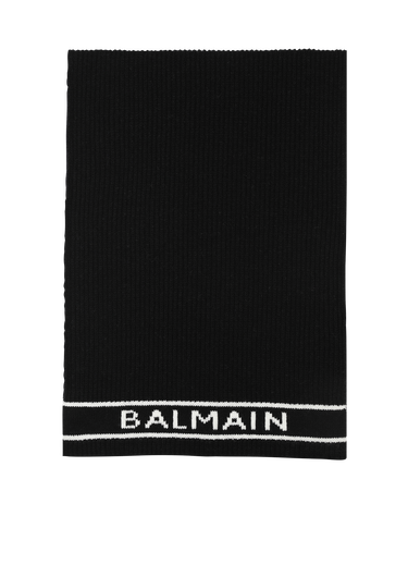 Bufanda de lana con logotipo Balmain blanco