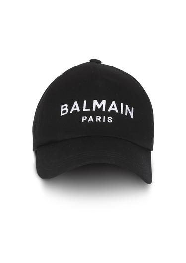 Gorra de algodón con logotipo de Balmain Paris blanco