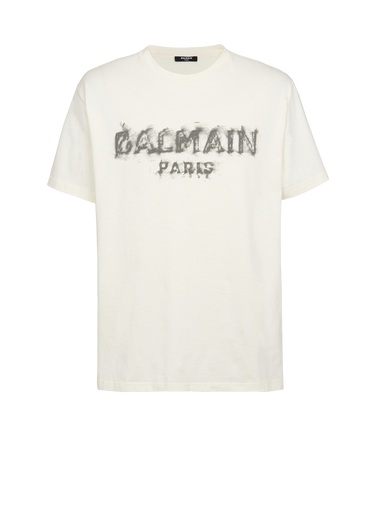 Camiseta de algodón con logotipo de Balmain Paris estampado