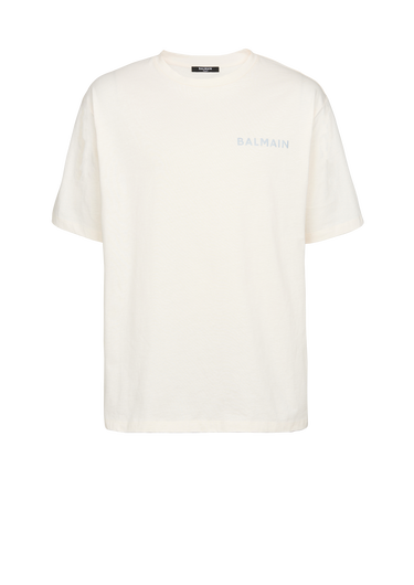 Camiseta de algodón con logotipo pequeño de Balmain Paris estampado