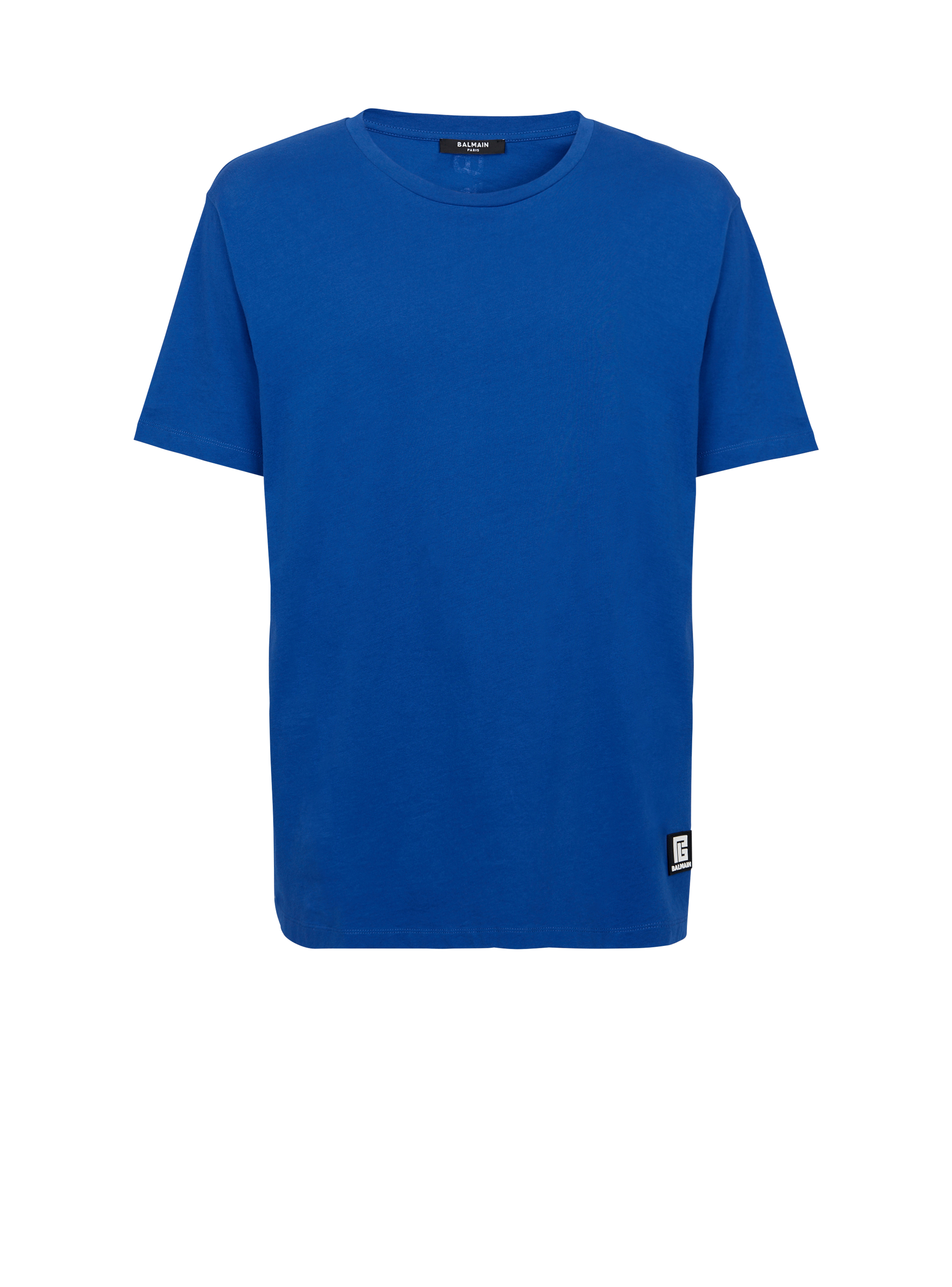 Camiseta oversize de algodón con logotipo de Balmain estampado, azul marino