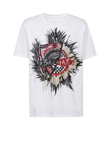 Camiseta oversize de algodón con logotipo de Balmain bordado