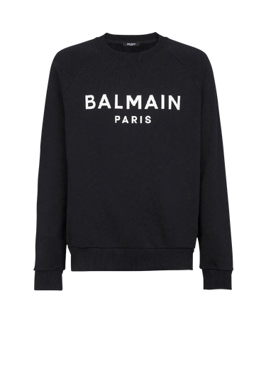 Sudadera de algodón con estampado del logotipo Balmain Paris en negro