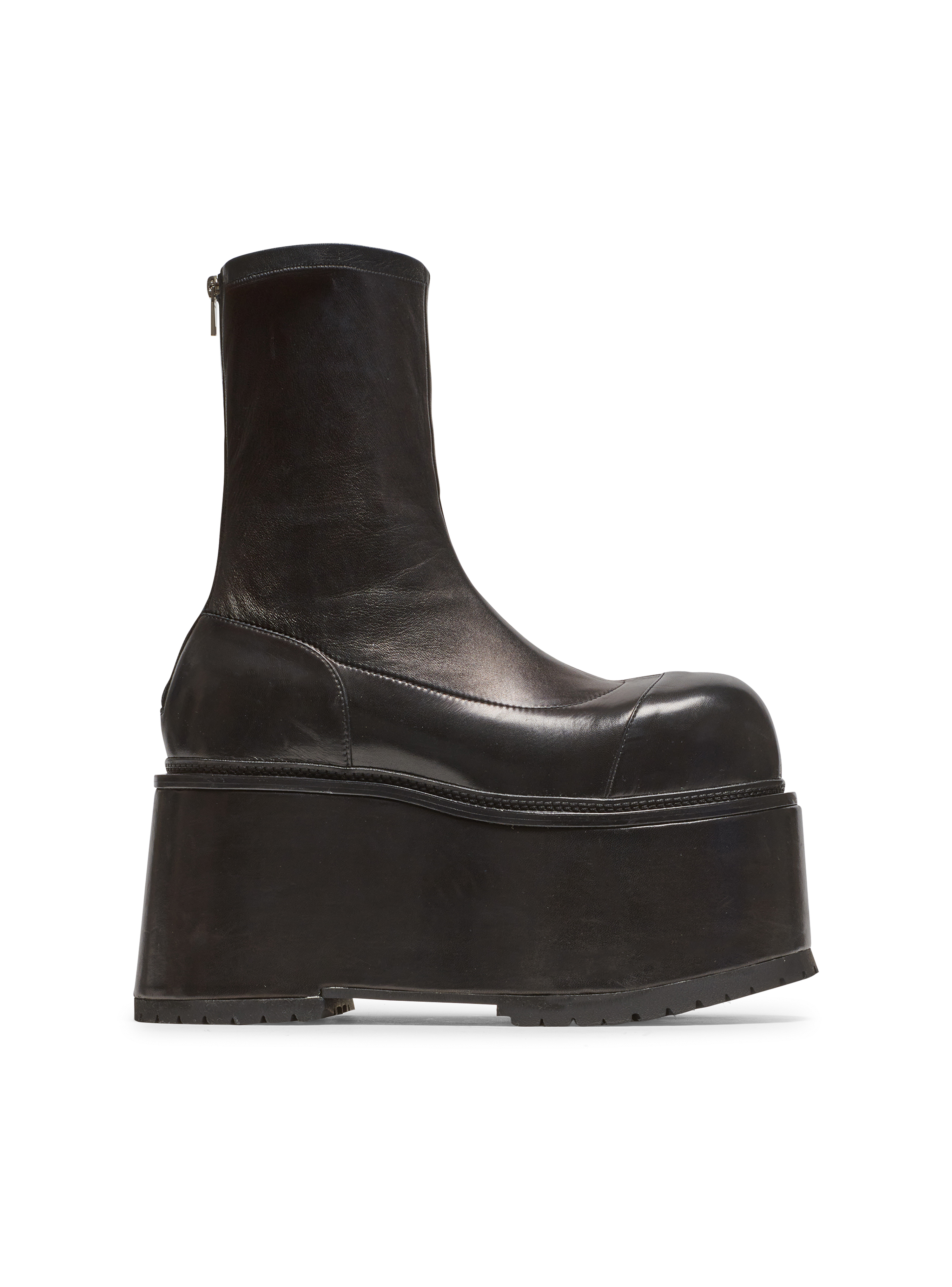 Leather platform boots, black