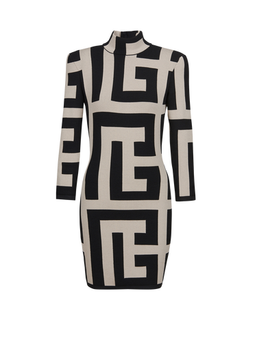 Short knit dress with maxi Balmain monogram