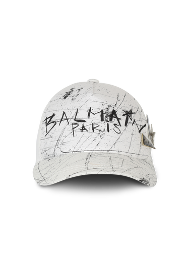 Gorra de algodón con el logotipo de Balmain tipo grafiti