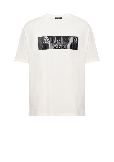 Camiseta de algodón con logotipo de Balmain estampado