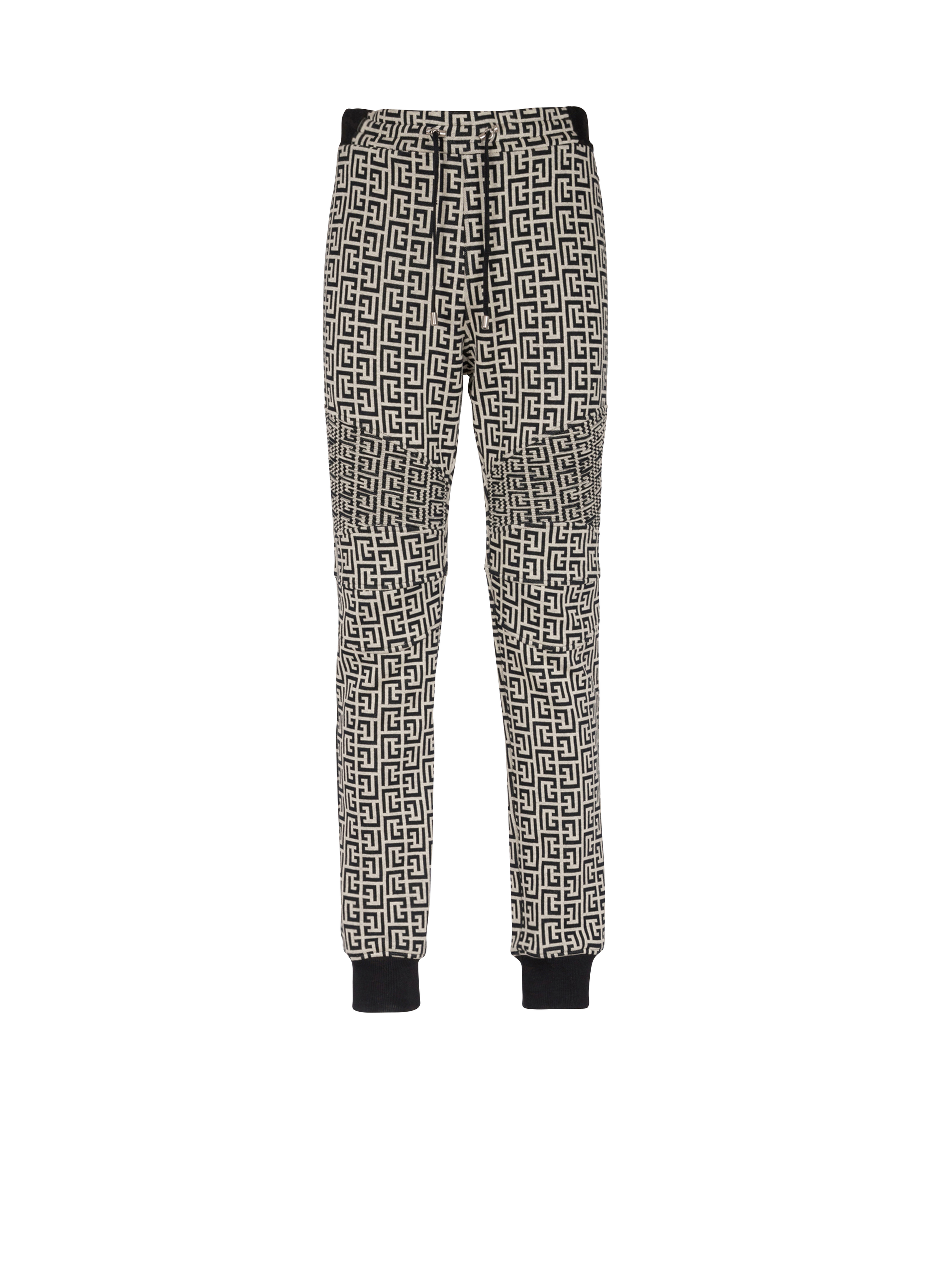 Pantalones deportivos de algodón con estampado del monograma de Balmain, negro