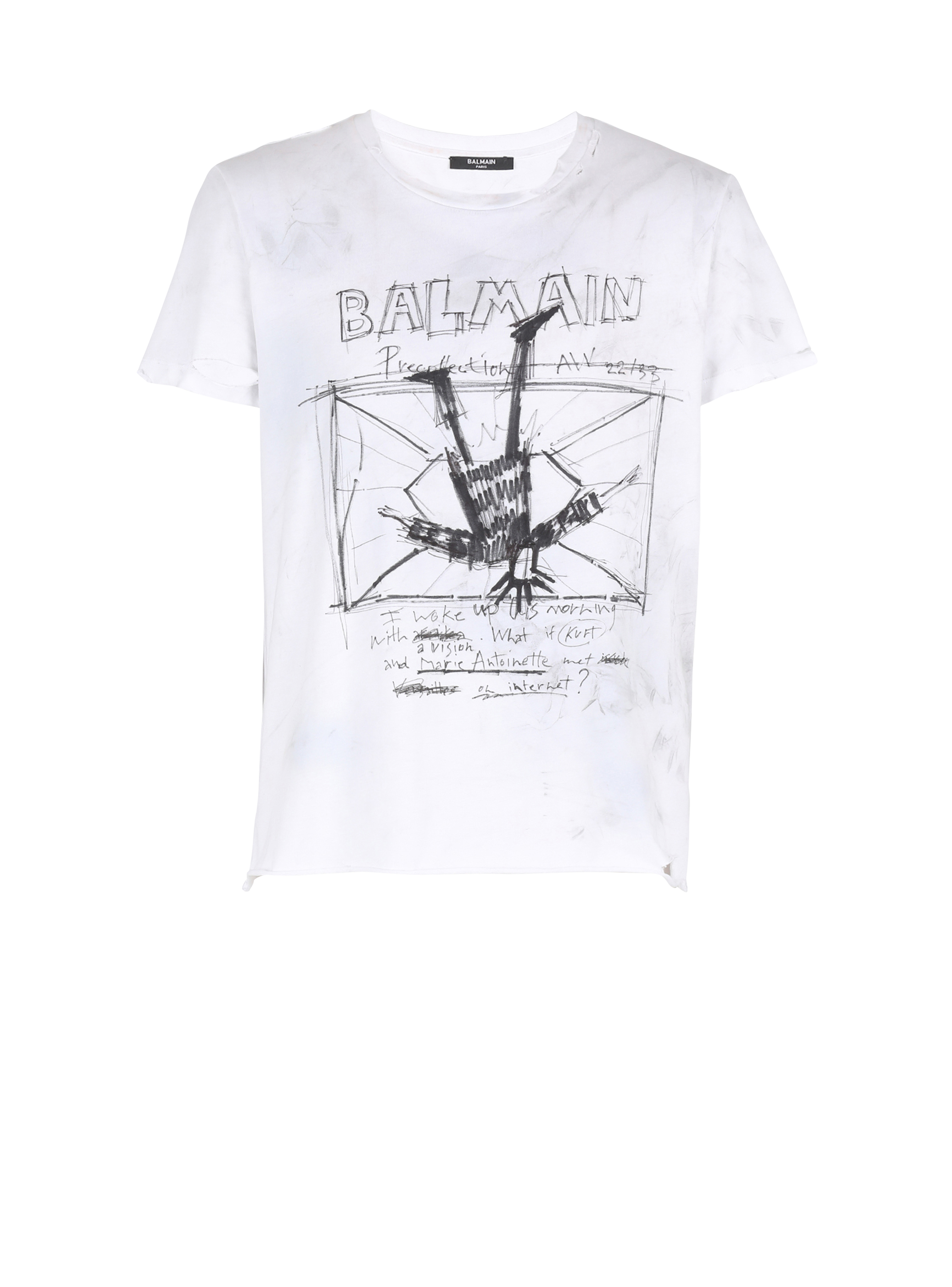 Unisex - Camiseta de algodón con motivos y estampado del logotipo de Balmain, negro