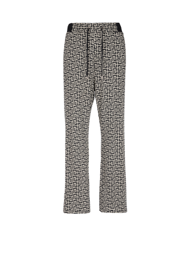 Pantalones de punto anchos con el monograma de Balmain
