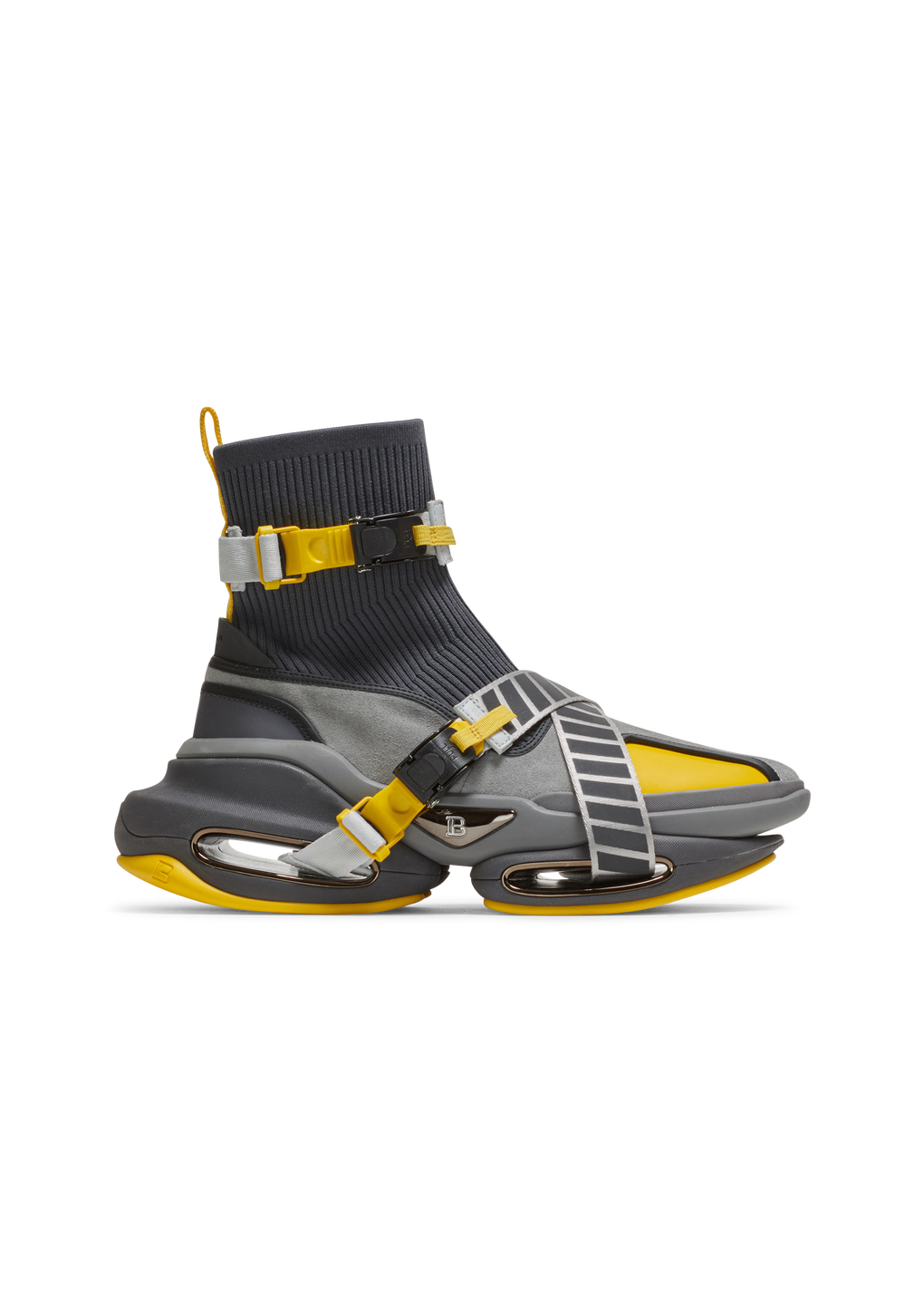Zapatillas de caña alta B-Bold con cordones de ante y punto, amarillo, hi-res