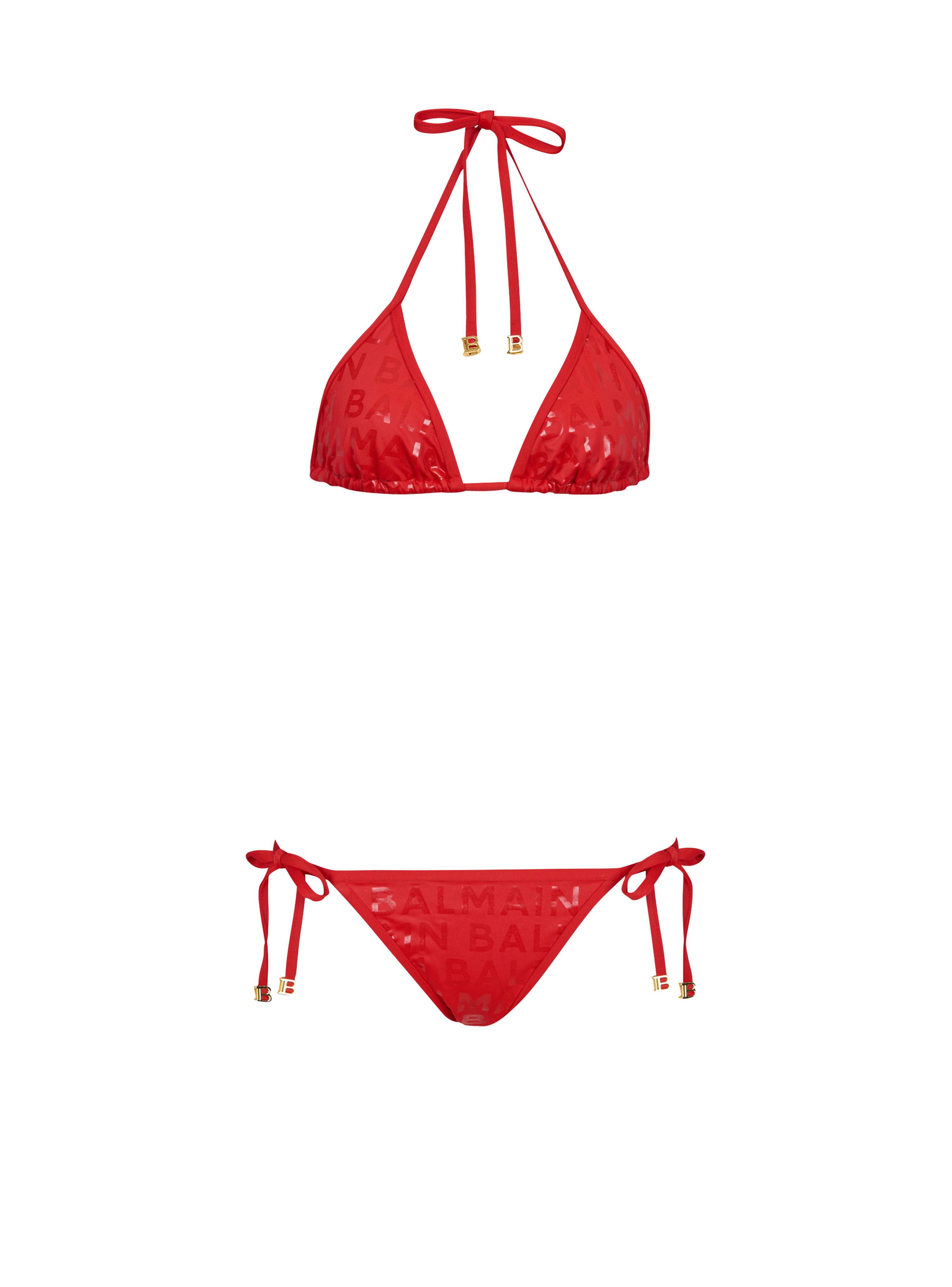 Bikini con logotipo de Balmain, rojo
