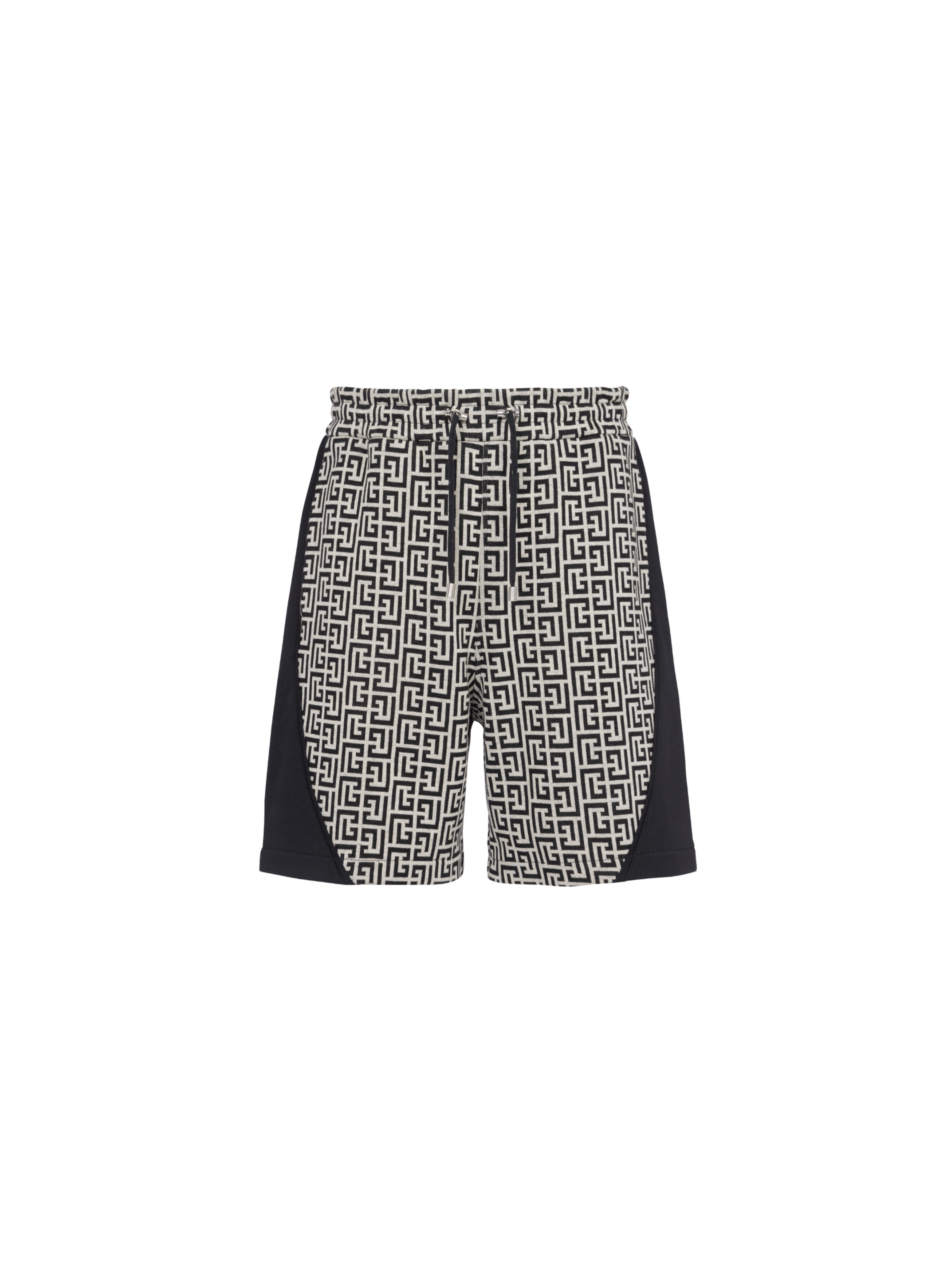 Pantalones cortos de algodón con monograma de Balmain y logotipo de velcro, negro