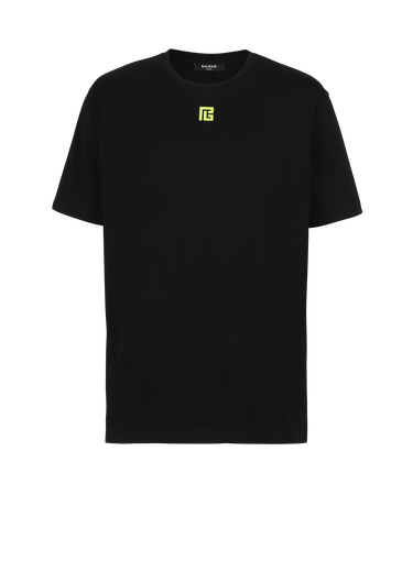 Camiseta de algodón con maxilogotipo de Balmain estampado en la espalda