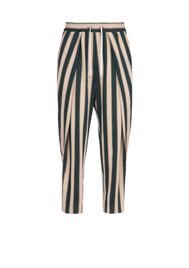 Striped eco-designed cotton pleated pants