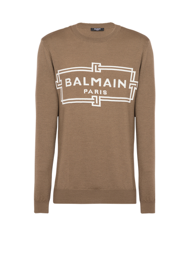 Jersey de lana con logotipo de Balmain Paris crudo