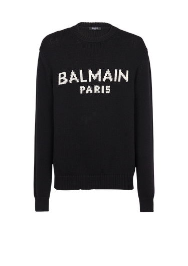 Jersey de lana merino con logotipo de Balmain Paris blanco