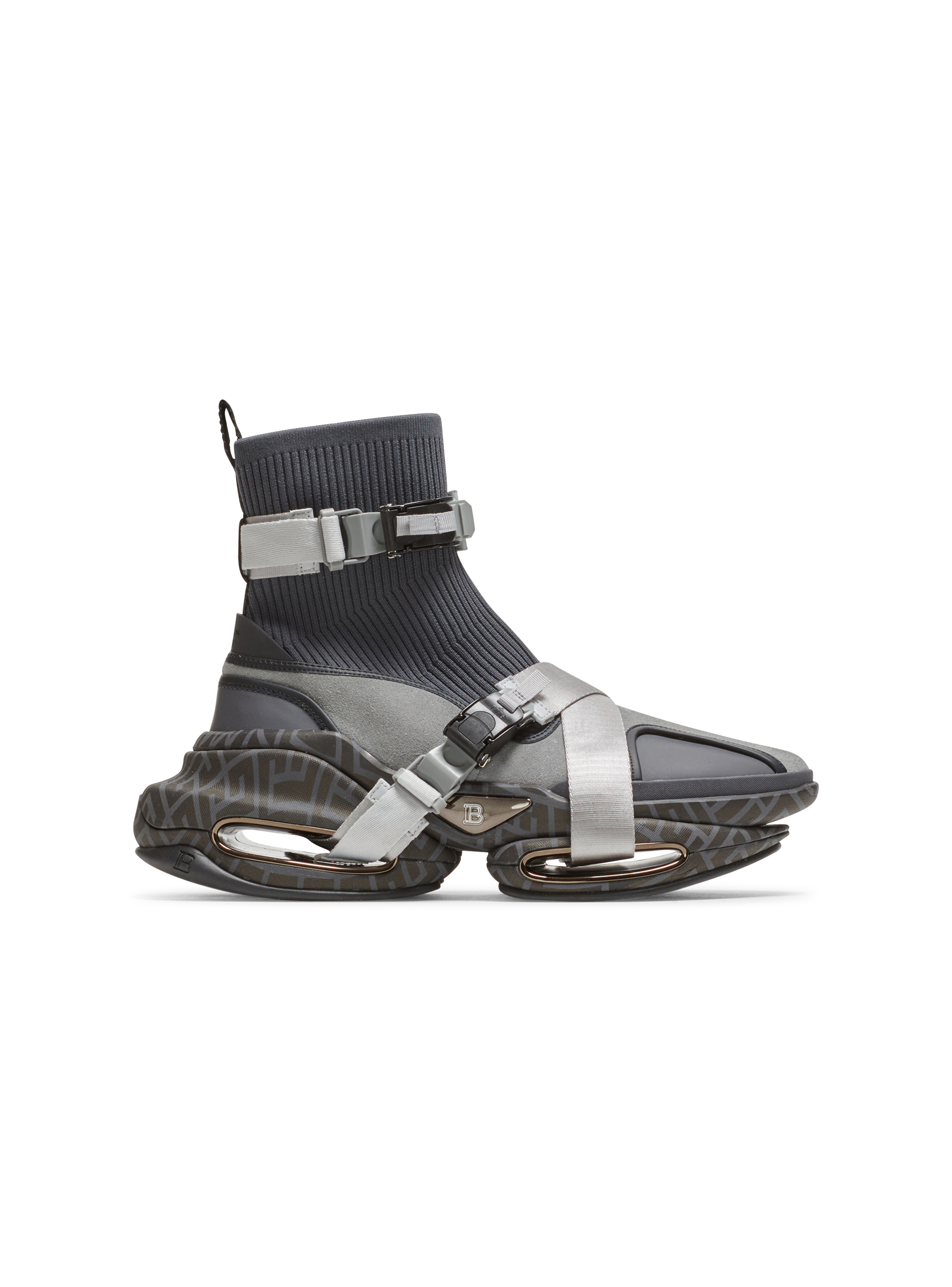 Zapatillas de caña alta B-Bold con cordones de ante y punto, gris