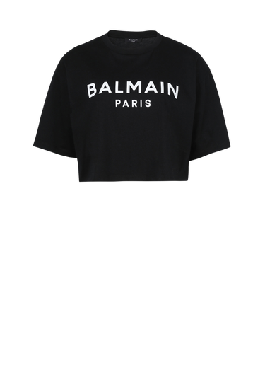 Camiseta corta de algodón con logotipo de Balmain estampado