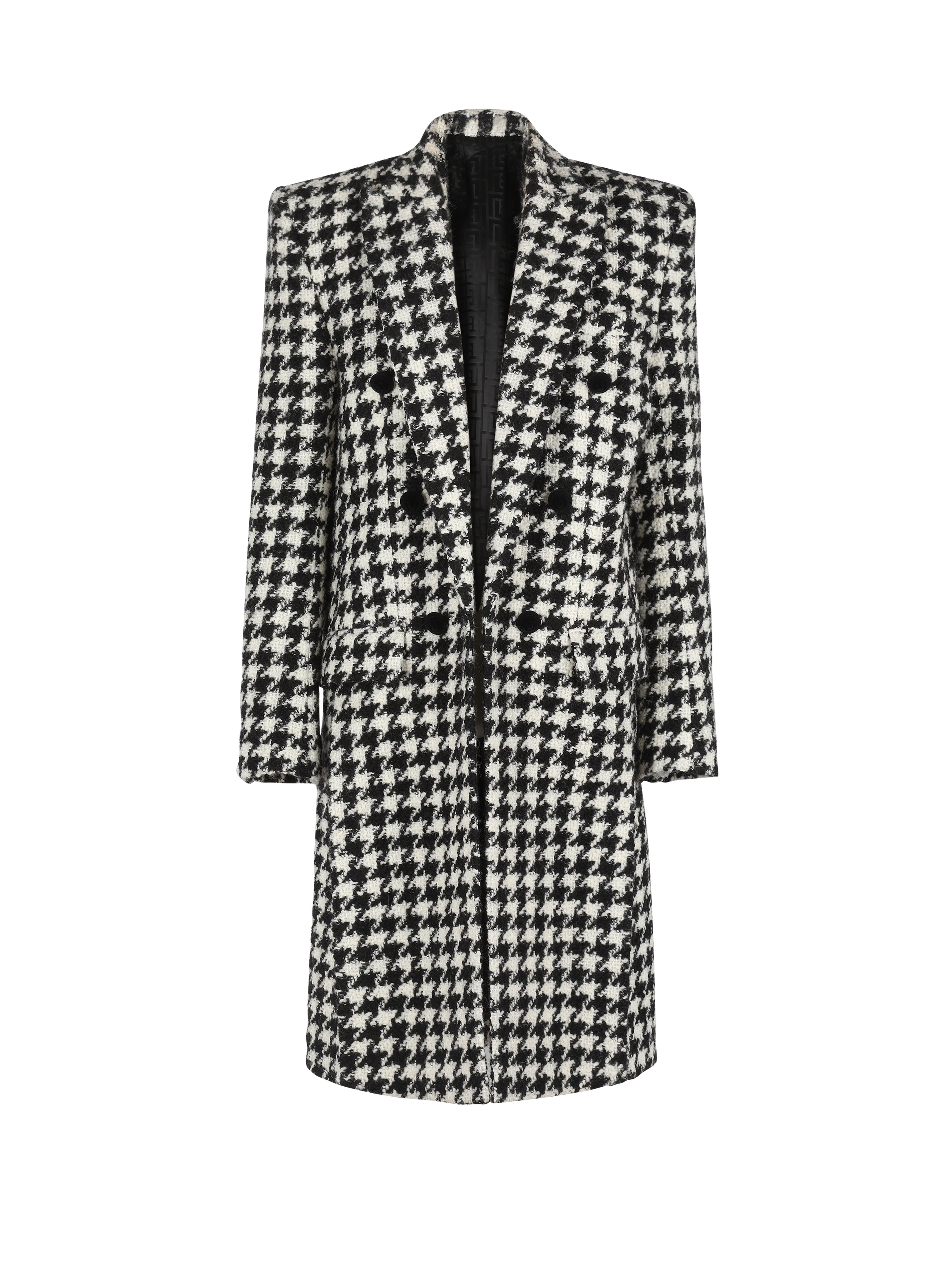 Unisex - Abrigo de lana de seis botones con chaqueta aplicada extraíble, negro