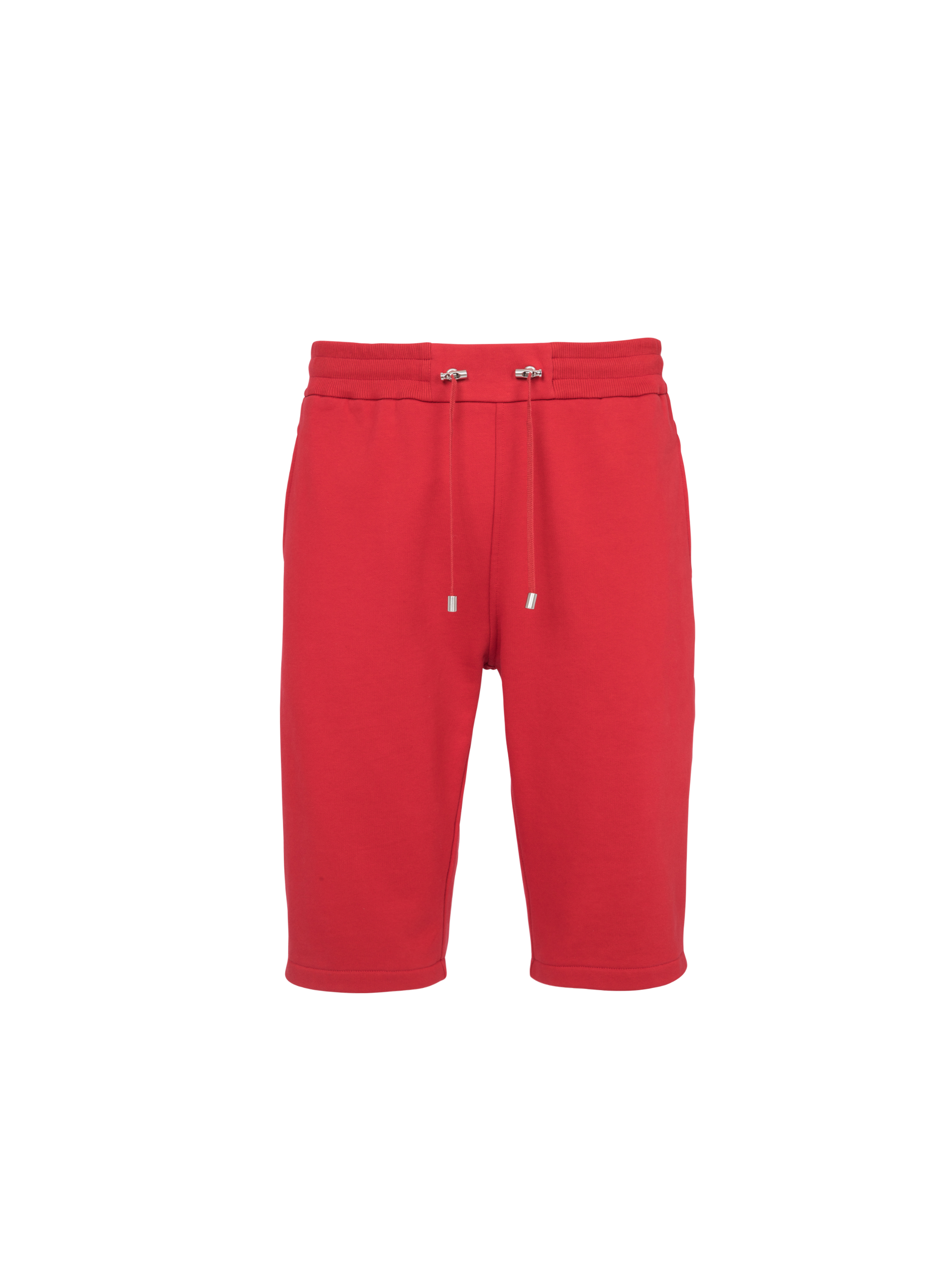 Pantalones cortos de algodón con el logotipo flocado de Balmain Paris, rojo
