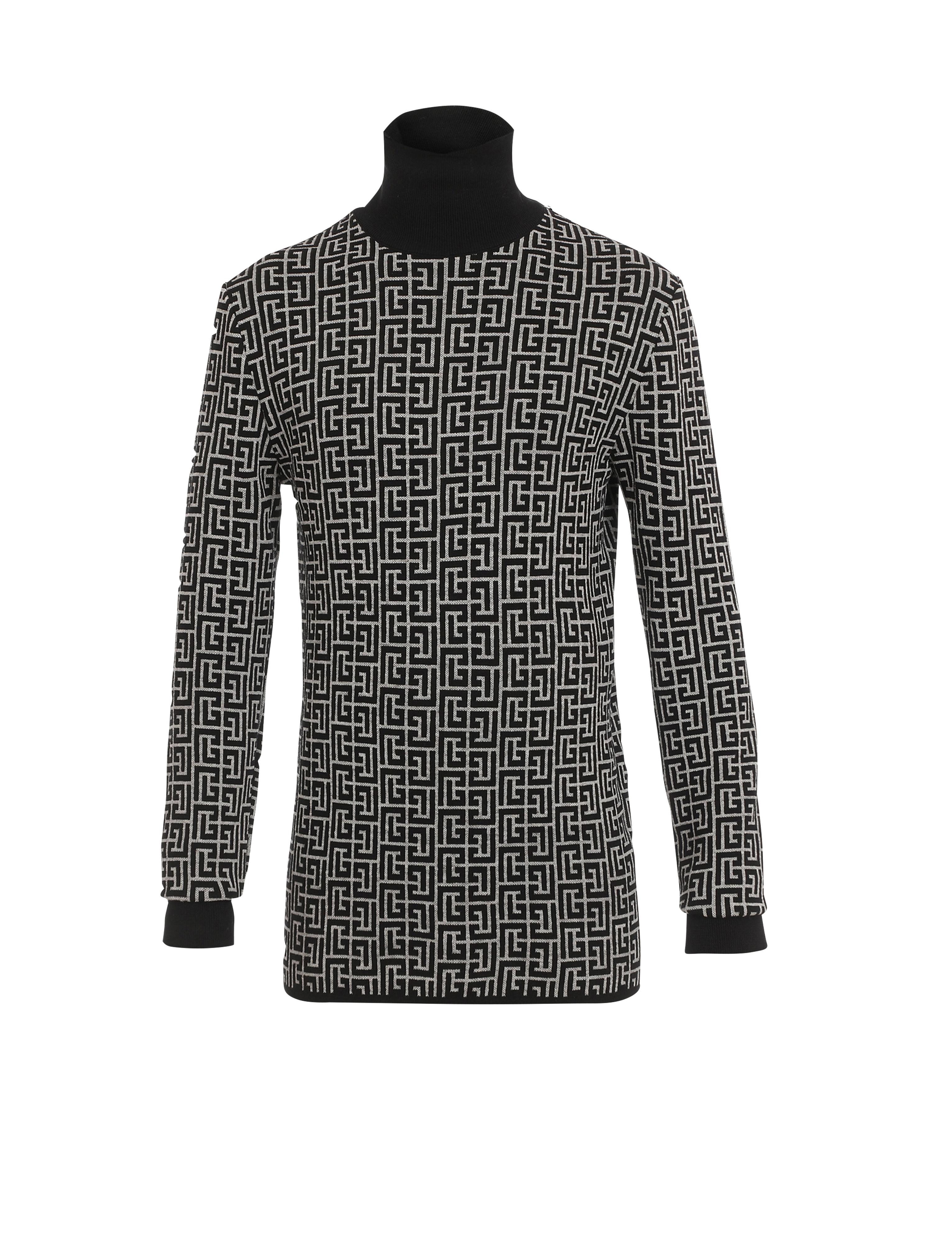 Wool turtleneck sweater, black
