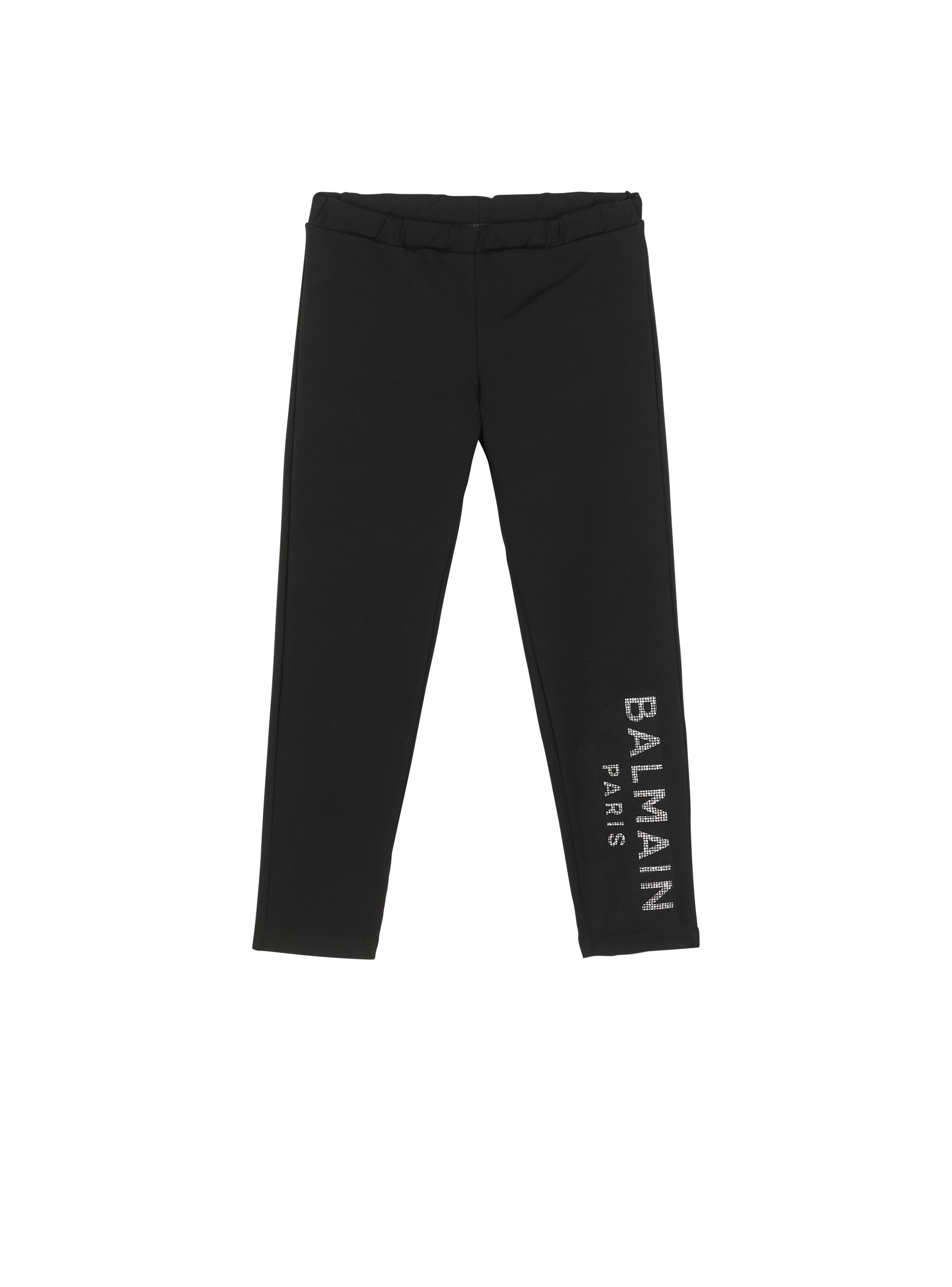 Cotton leggings with Balmain logo, black