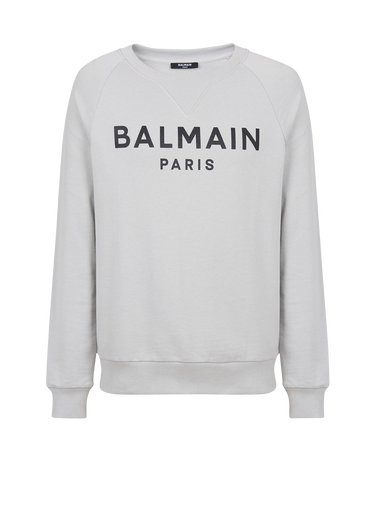 Sudadera de algodón con logotipo de Balmain Paris estampado metalizado de diseño ecológico