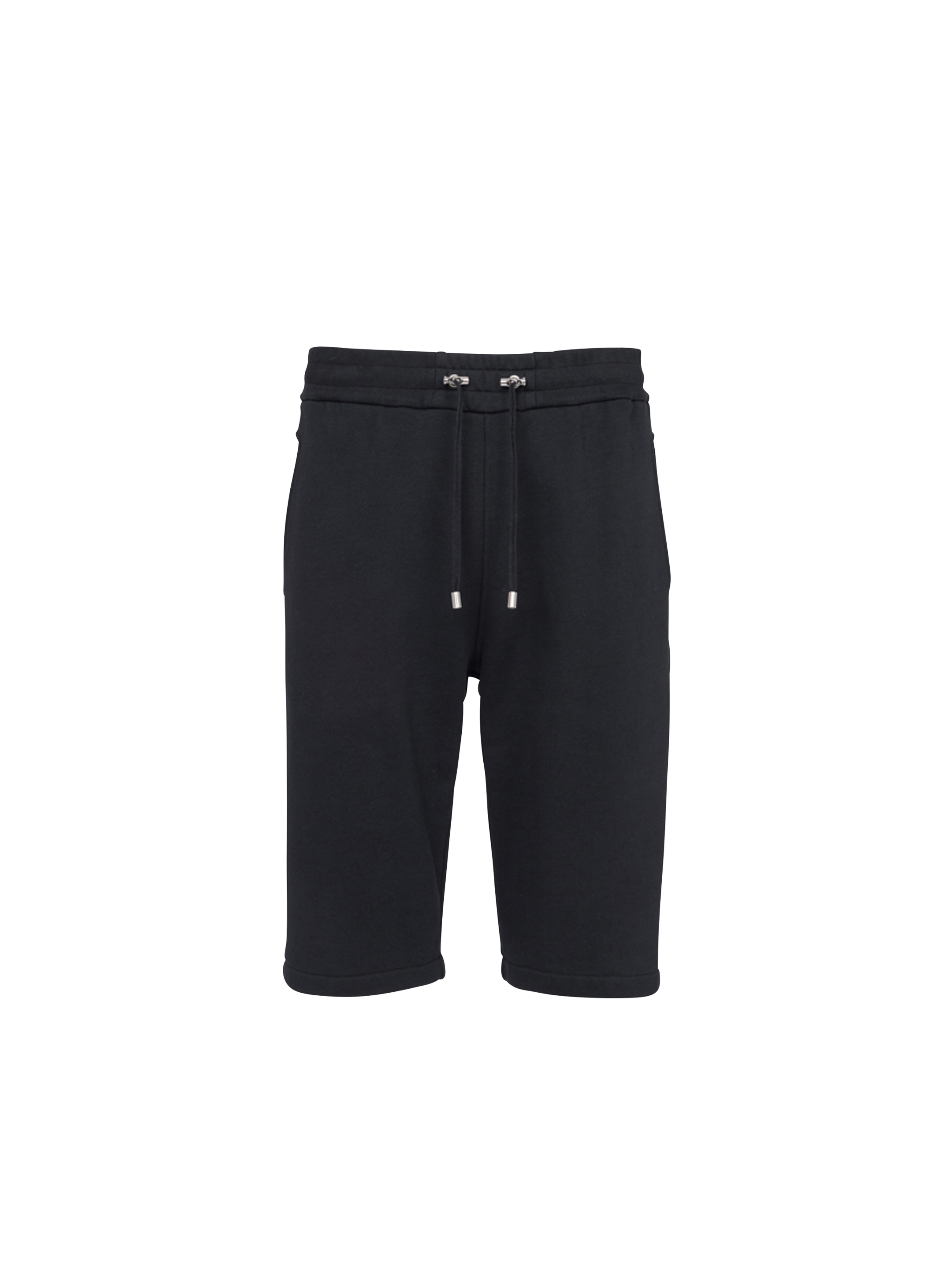 Pantalones cortos de algodón con el logotipo flocado de Balmain Paris, negro