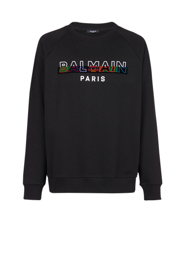 Sudadera de algodón con pequeño logotipo multicolor de Balmain Paris de diseño ecológico