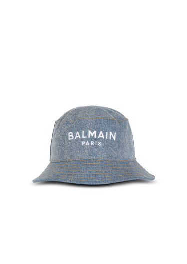HIGH SUMMER CAPSULE - Denim jean bucket hat with Balmain logo