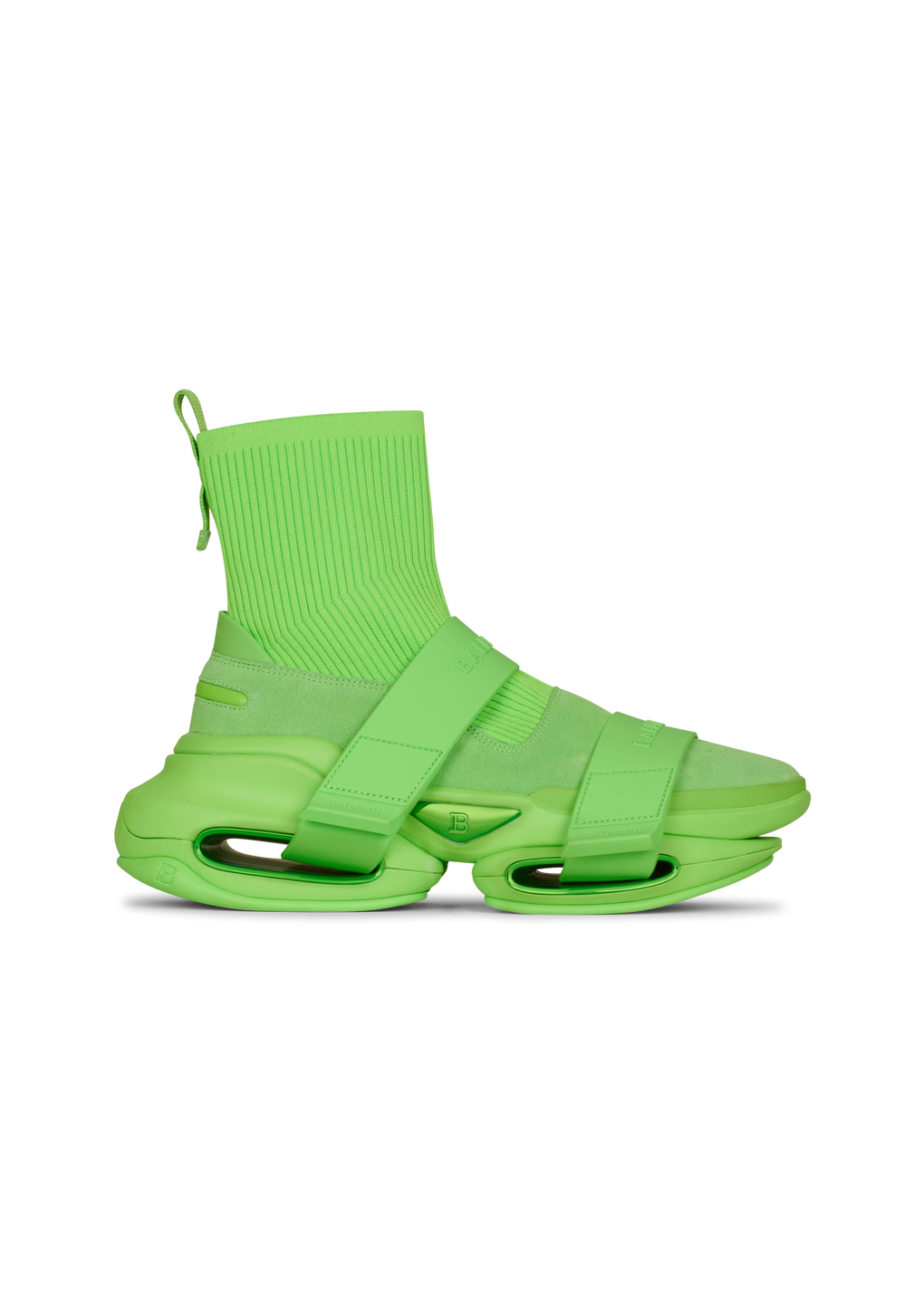 Zapatillas altas B-Bold de neopreno y punto con tiras, verde, hi-res