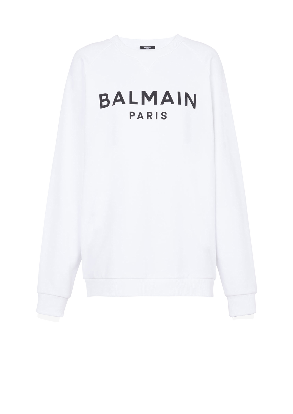 Cotton eco-designed sweatshirt with flocked Balmain logo, white, hi-res