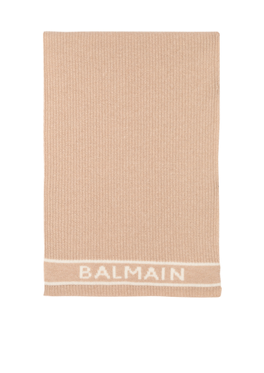 Bufanda de lana con logotipo Balmain blanco
